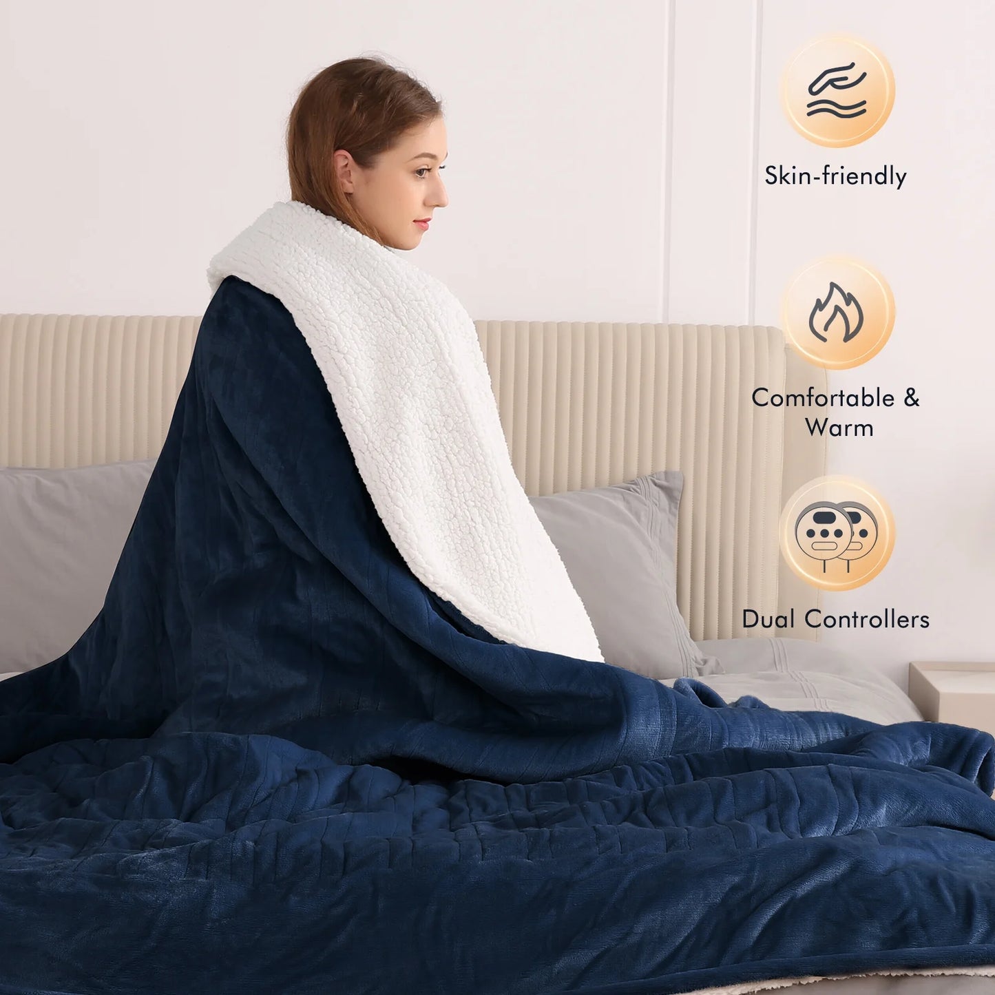 Kingsize soft heated blanket